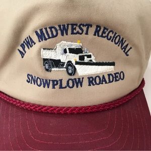 Vintage 90s Flat Bill Truckers Hat SnowPlow Roadeo Michigan Wyoming